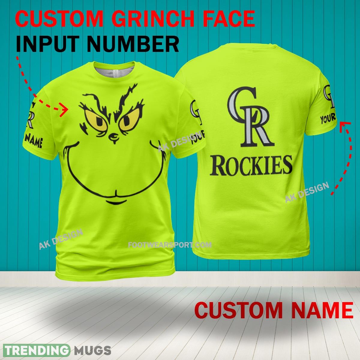 Grinch Face Colorado Rockies 3D Hoodie, Zip Hoodie, Sweater Green AOP Custom Number And Name 3D Hoodies Grinch Face Colorado Rockies 3D Hoodie, Zip Hoodie, Sweater Green AOP Custom Number And Name 3D Hoodies