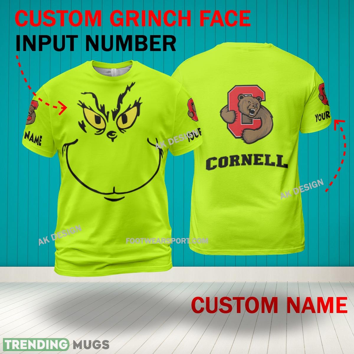 Grinch Face Cornell Big Red 3D Hoodie, Zip Hoodie, Sweater Green AOP Custom Number And Name 3D Hoodies Grinch Face Cornell Big Red 3D Hoodie, Zip Hoodie, Sweater Green AOP Custom Number And Name 3D Hoodies