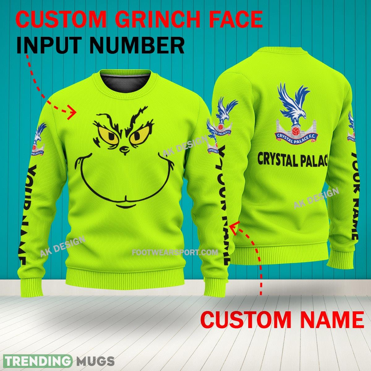 Grinch Face Crystal Palace 3D Hoodie, Zip Hoodie, Sweater Green AOP Custom Number And Name 3D Hoodies Grinch Face Crystal Palace 3D Hoodie, Zip Hoodie, Sweater Green AOP Custom Number And Name 3D Hoodies