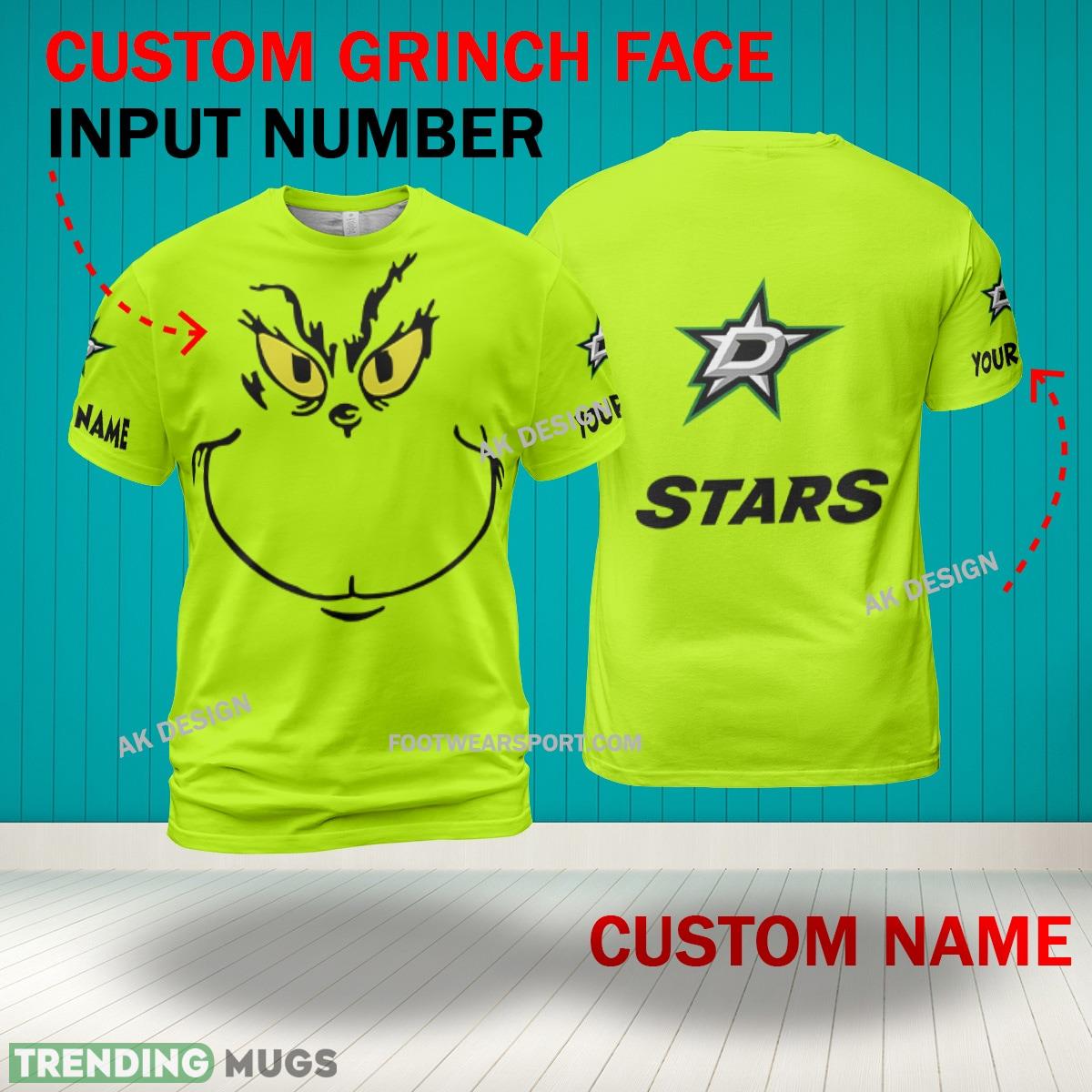 Grinch Face Dallas Stars 3D Hoodie, Zip Hoodie, Sweater Green AOP Custom Number And Name 3D Hoodies Grinch Face Dallas Stars 3D Hoodie, Zip Hoodie, Sweater Green AOP Custom Number And Name 3D Hoodies