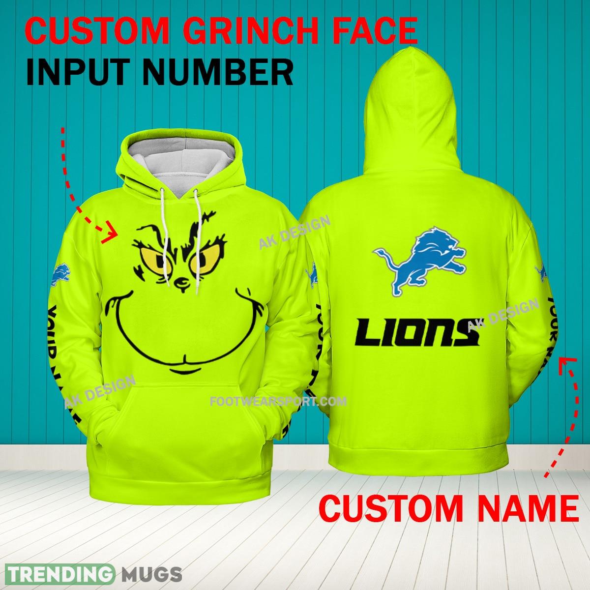 Grinch Face Detroit Lions 3D Hoodie, Zip Hoodie, Sweater Green AOP Custom Number And Name - Grinch Face NFL Detroit Lions 3D Hoodie Grinch Face Detroit Lions 3D Hoodie, Zip Hoodie, Sweater Green AOP Custom Number And Name - Grinch Face NFL Detroit Lions 3D Hoodie