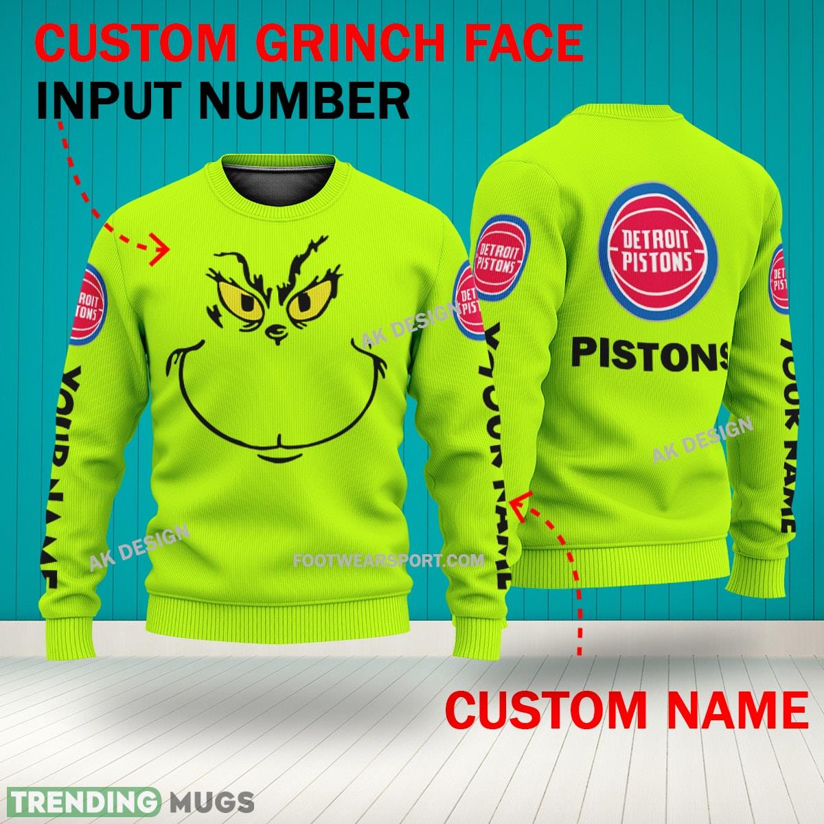 Grinch Face Detroit Pistons 3D Hoodie, Zip Hoodie, Sweater Green AOP Custom Number And Name 3D Hoodies Grinch Face Detroit Pistons 3D Hoodie, Zip Hoodie, Sweater Green AOP Custom Number And Name 3D Hoodies