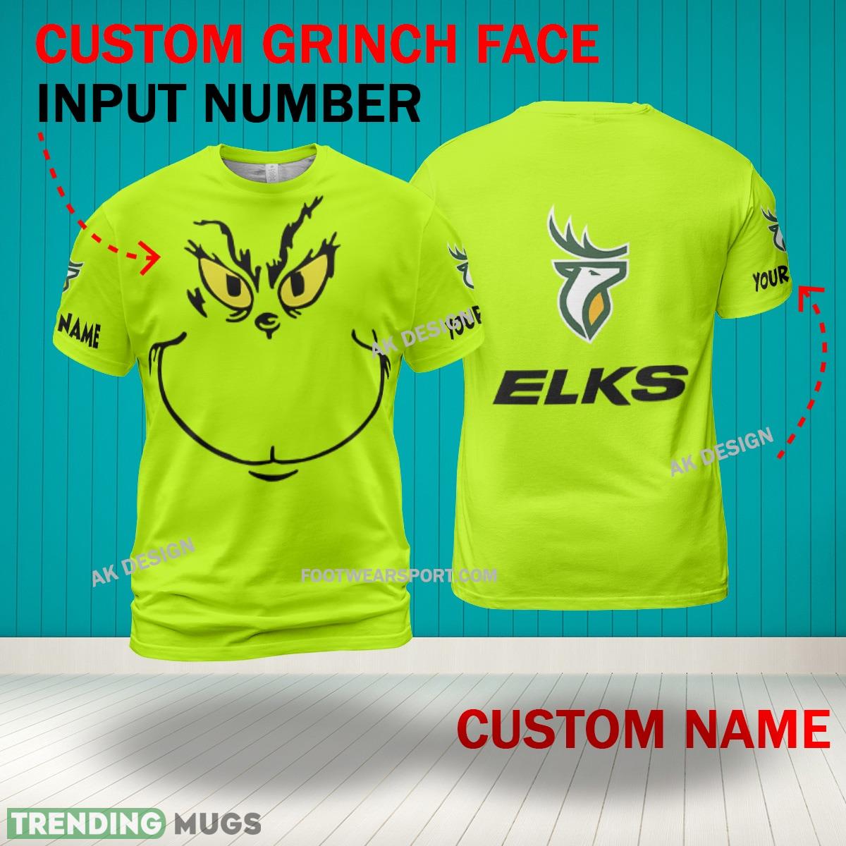 Grinch Face Edmonton Elks 3D Hoodie, Zip Hoodie, Sweater Green AOP Custom Number And Name 3D Hoodies Grinch Face Edmonton Elks 3D Hoodie, Zip Hoodie, Sweater Green AOP Custom Number And Name 3D Hoodies