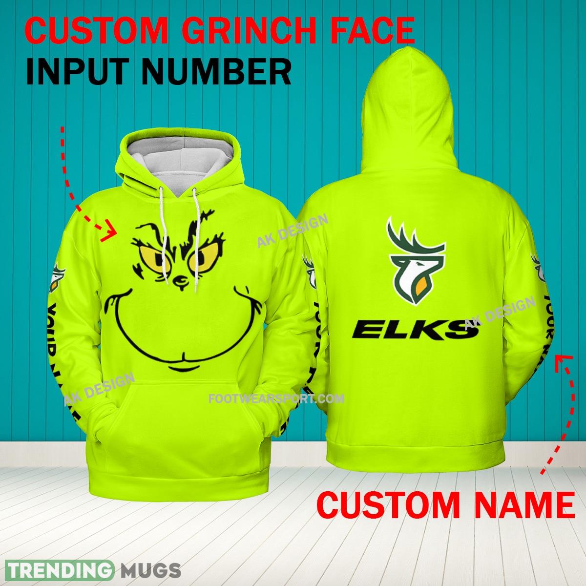 Grinch Face Edmonton Elks 3D Hoodie, Zip Hoodie, Sweater Green AOP Custom Number And Name - Grinch Face CFL Edmonton Elks 3D Hoodie Grinch Face Edmonton Elks 3D Hoodie, Zip Hoodie, Sweater Green AOP Custom Number And Name - Grinch Face CFL Edmonton Elks 3D Hoodie
