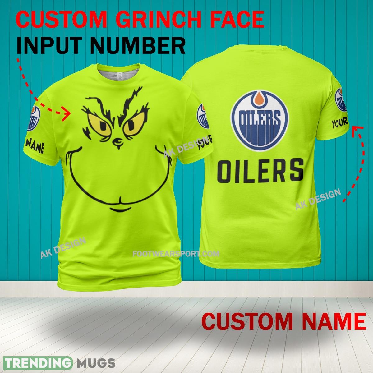 Grinch Face Edmonton Oilers 3D Hoodie, Zip Hoodie, Sweater Green AOP Custom Number And Name 3D Hoodies Grinch Face Edmonton Oilers 3D Hoodie, Zip Hoodie, Sweater Green AOP Custom Number And Name 3D Hoodies