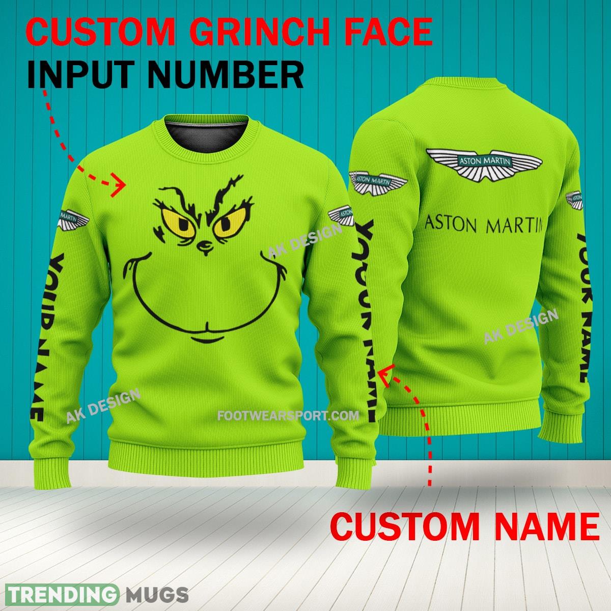 Grinch Face F1 Racing Aston Martin Aramco F1 Team 3D Hoodie, Zip Hoodie, Sweater Green AOP Custom Number And Name 3D Hoodies Grinch Face F1 Racing Aston Martin Aramco F1 Team 3D Hoodie, Zip Hoodie, Sweater Green AOP Custom Number And Name 3D Hoodies