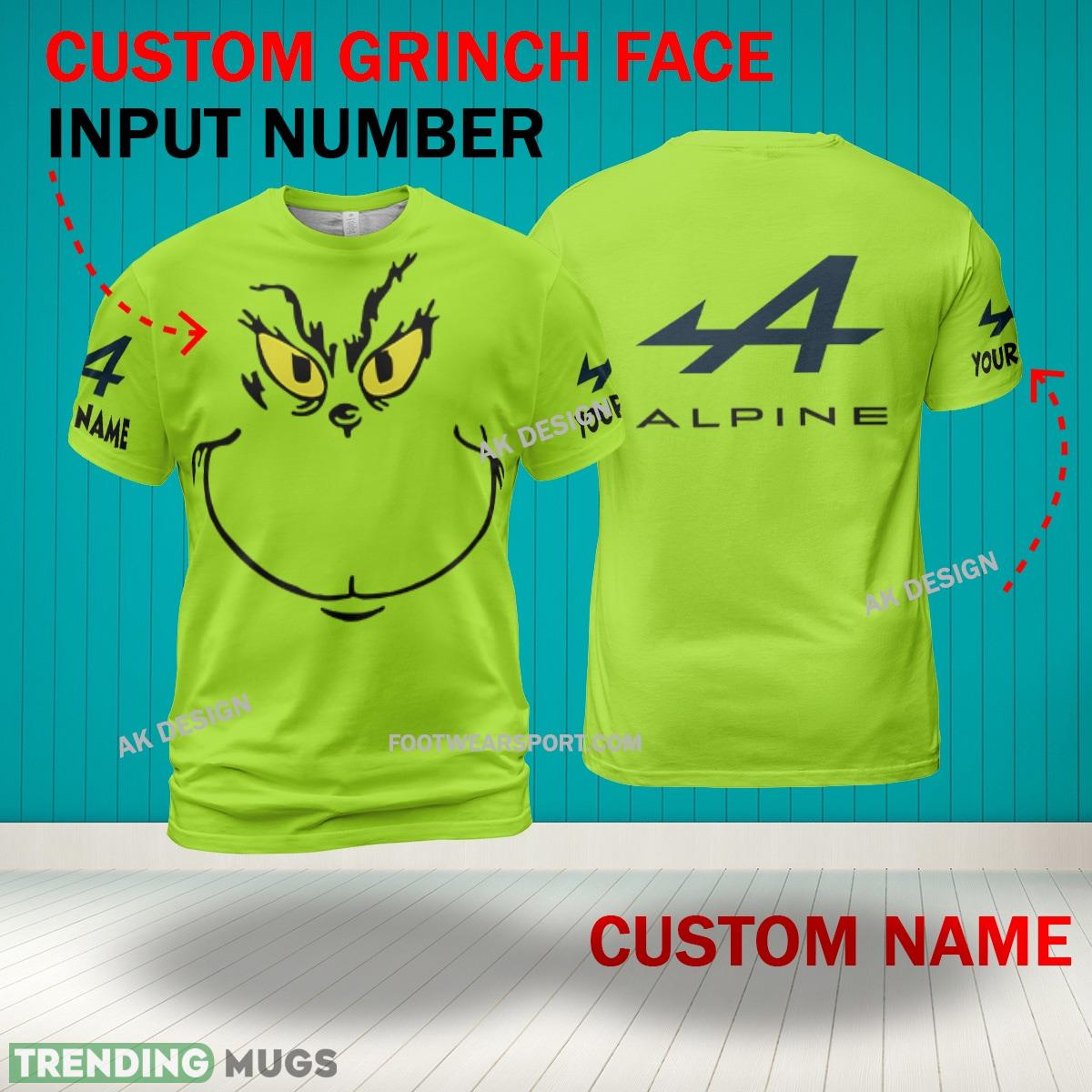 Grinch Face F1 Racing BWT Alpine F1 Team 3D Hoodie, Zip Hoodie, Sweater Green AOP Custom Number And Name 3D Hoodies Grinch Face F1 Racing BWT Alpine F1 Team 3D Hoodie, Zip Hoodie, Sweater Green AOP Custom Number And Name 3D Hoodies