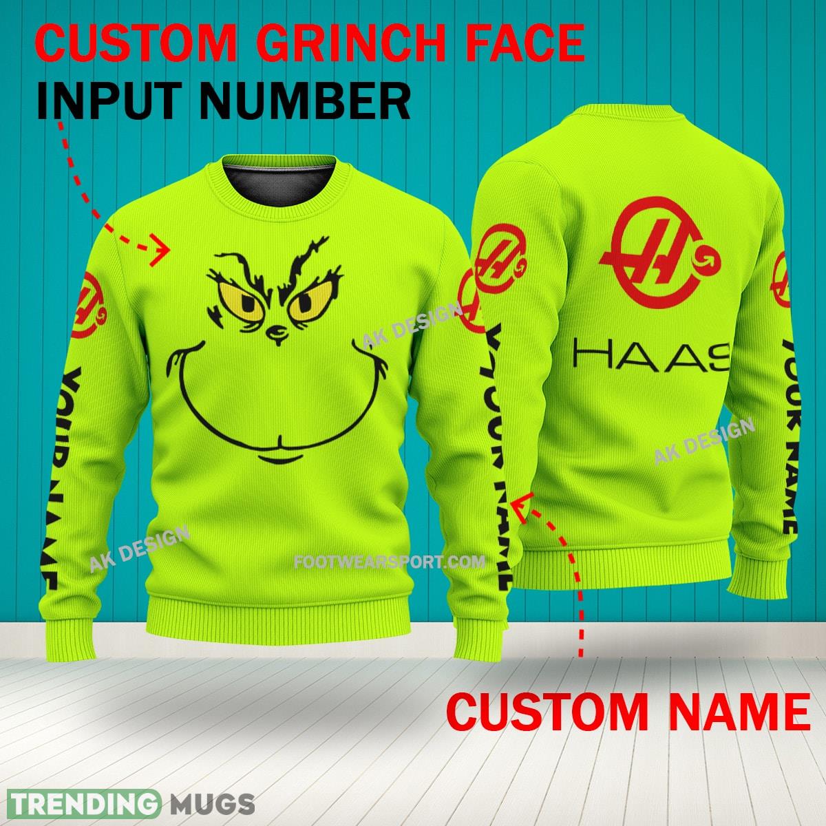 Grinch Face F1 Racing MoneyGram Haas F1 Team 3D Hoodie, Zip Hoodie, Sweater Green AOP Custom Number And Name 3D Hoodies Grinch Face F1 Racing MoneyGram Haas F1 Team 3D Hoodie, Zip Hoodie, Sweater Green AOP Custom Number And Name 3D Hoodies