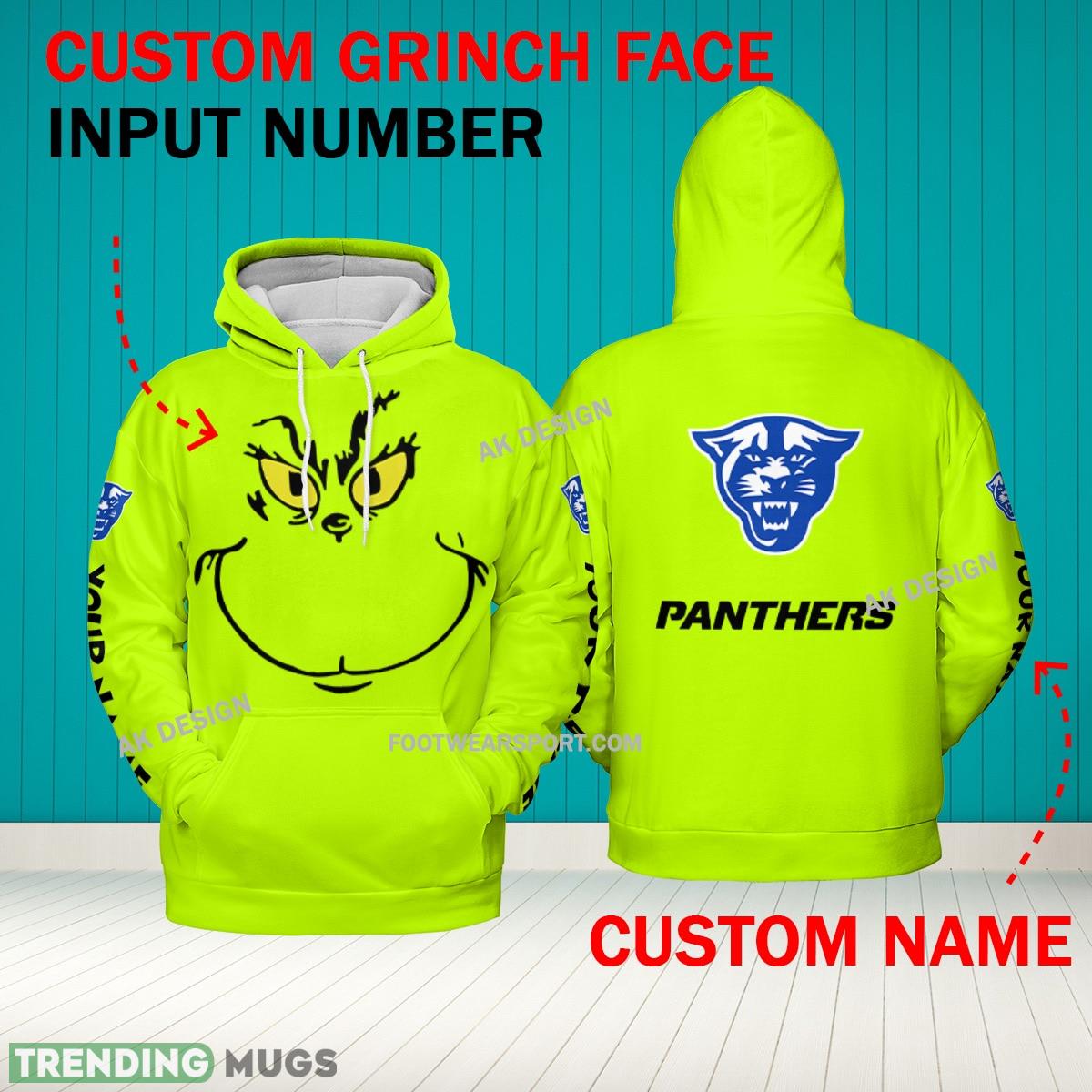 Grinch Face Georgia State Panthers 3D Hoodie, Zip Hoodie, Sweater Green AOP Custom Number And Name - Grinch Face NCAA Georgia State Panthers 3D Hoodie Grinch Face Georgia State Panthers 3D Hoodie, Zip Hoodie, Sweater Green AOP Custom Number And Name - Grinch Face NCAA Georgia State Panthers 3D Hoodie