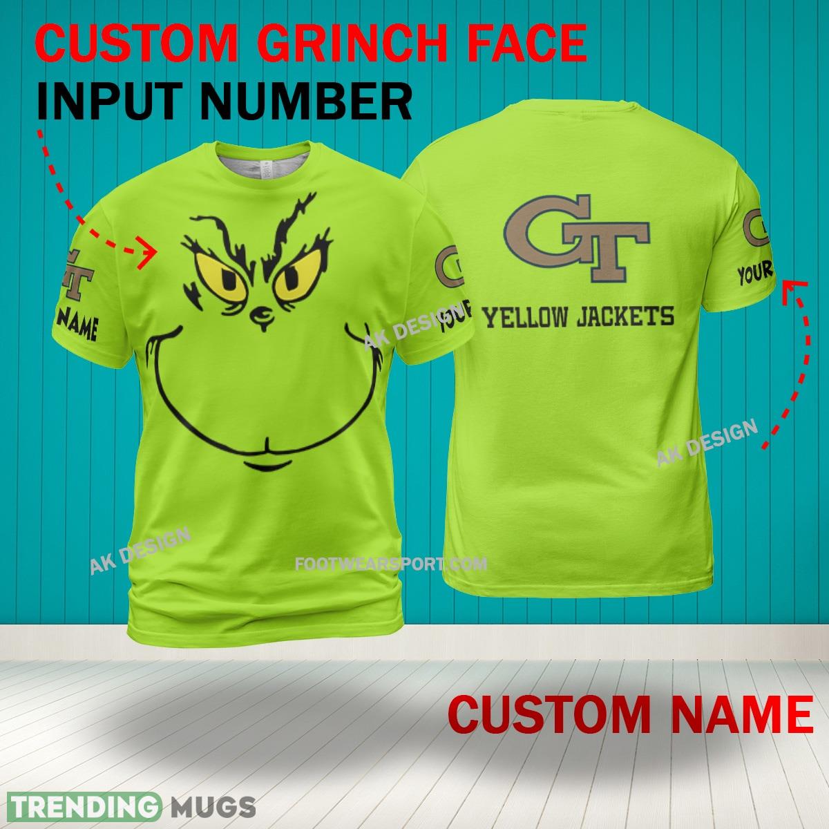 Grinch Face Georgia Tech Yellow Jackets 3D Hoodie, Zip Hoodie, Sweater Green AOP Custom Number And Name 3D Hoodies Grinch Face Georgia Tech Yellow Jackets 3D Hoodie, Zip Hoodie, Sweater Green AOP Custom Number And Name 3D Hoodies