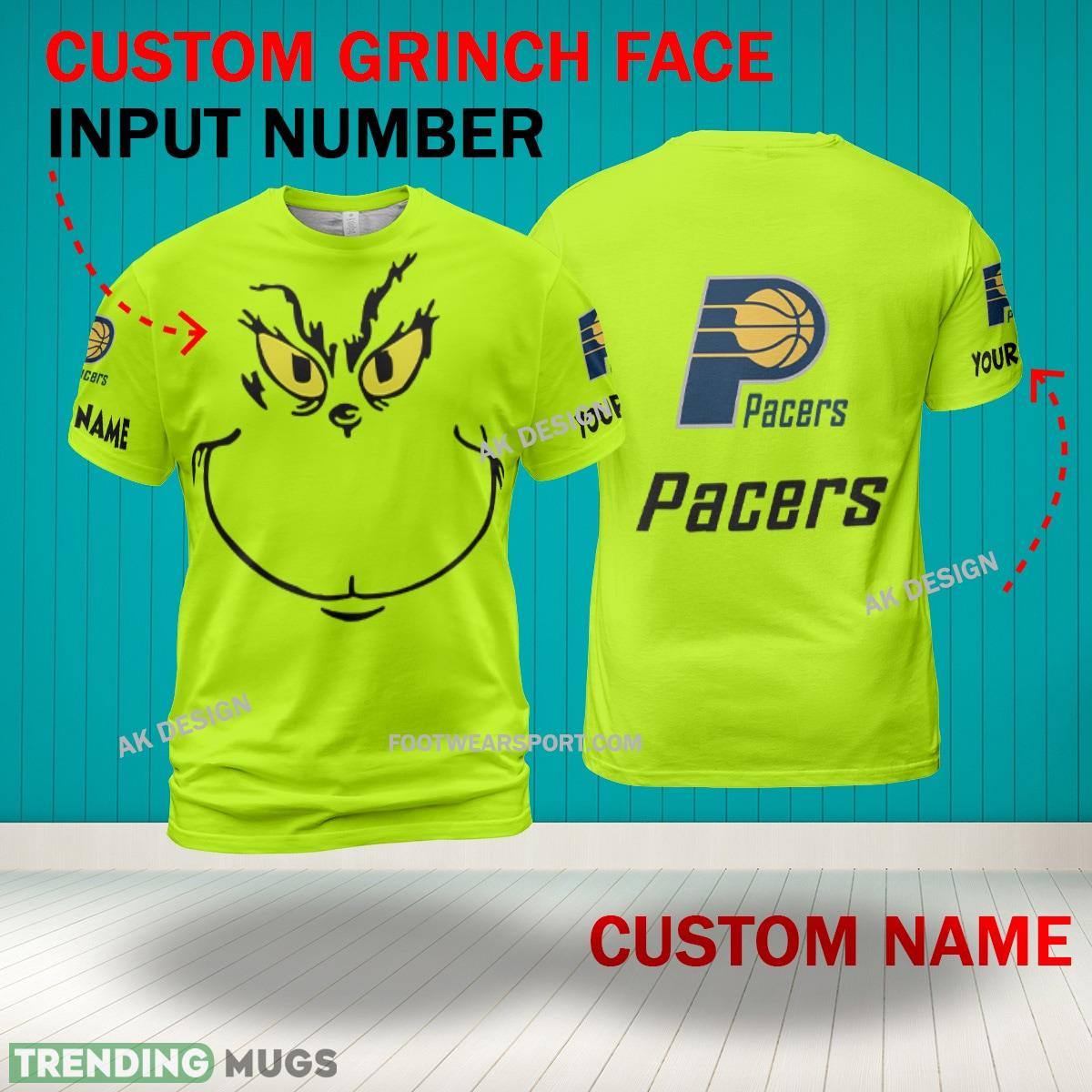 Grinch Face Indiana Pacers 3D Hoodie, Zip Hoodie, Sweater Green AOP Custom Number And Name 3D Hoodies Grinch Face Indiana Pacers 3D Hoodie, Zip Hoodie, Sweater Green AOP Custom Number And Name 3D Hoodies