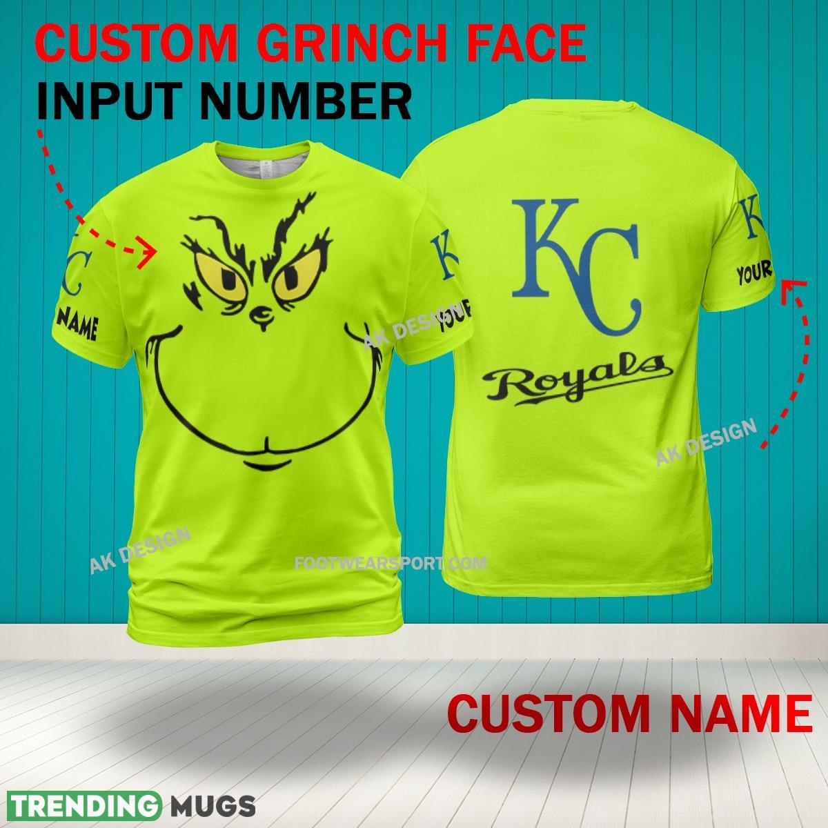 Grinch Face Kansas City Royals 3D Hoodie, Zip Hoodie, Sweater Green AOP Custom Number And Name 3D Hoodies Grinch Face Kansas City Royals 3D Hoodie, Zip Hoodie, Sweater Green AOP Custom Number And Name 3D Hoodies