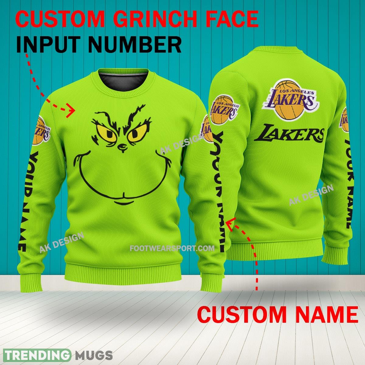 Grinch Face Los Angeles Lakers 3D Hoodie, Zip Hoodie, Sweater Green AOP Custom Number And Name 3D Hoodies Grinch Face Los Angeles Lakers 3D Hoodie, Zip Hoodie, Sweater Green AOP Custom Number And Name 3D Hoodies