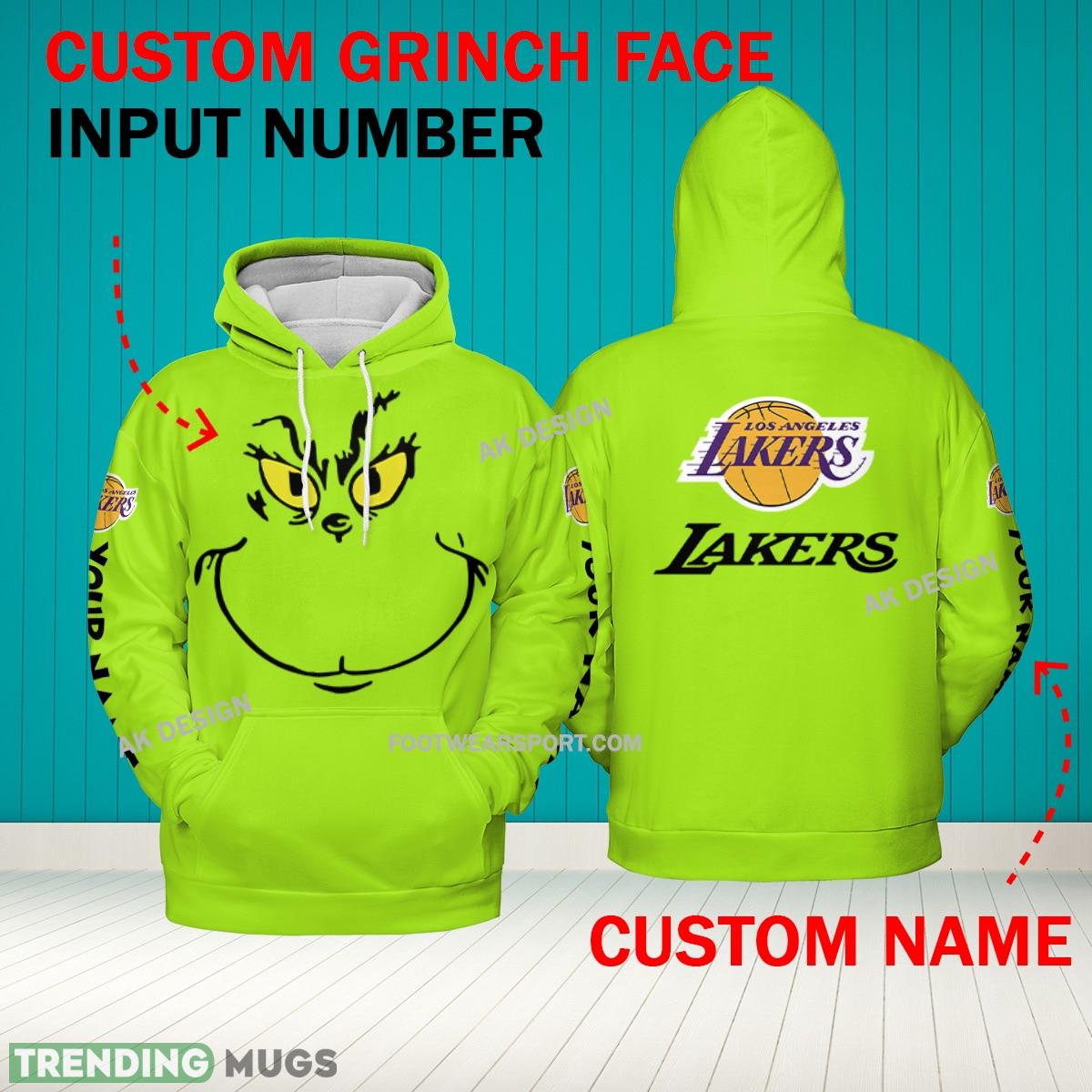 Grinch Face Los Angeles Lakers 3D Hoodie, Zip Hoodie, Sweater Green AOP Custom Number And Name - Grinch Face NBA Los Angeles Lakers 3D Hoodie Grinch Face Los Angeles Lakers 3D Hoodie, Zip Hoodie, Sweater Green AOP Custom Number And Name - Grinch Face NBA Los Angeles Lakers 3D Hoodie