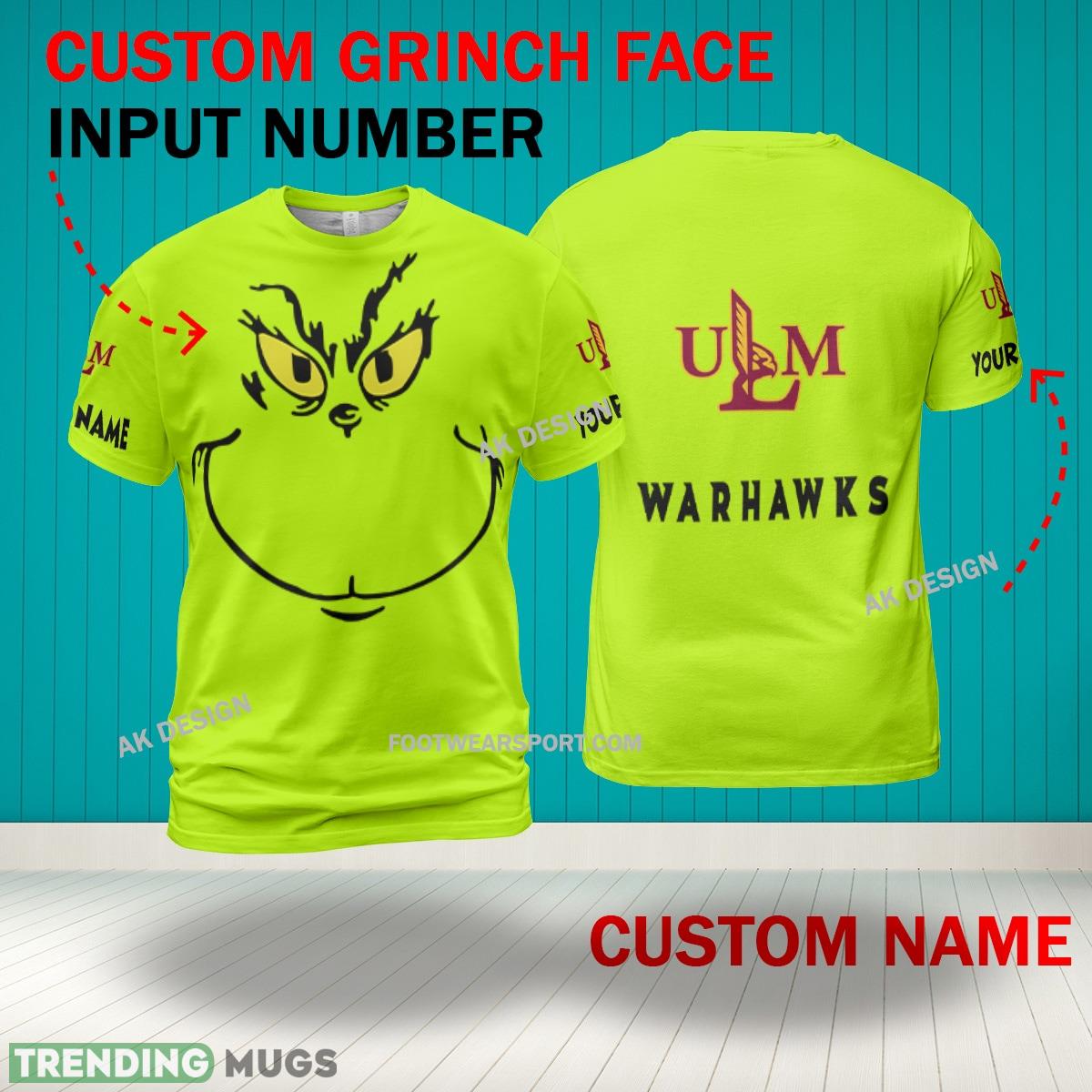 Grinch Face Louisiana Monroe Warhawks 3D Hoodie, Zip Hoodie, Sweater Green AOP Custom Number And Name 3D Hoodies Grinch Face Louisiana Monroe Warhawks 3D Hoodie, Zip Hoodie, Sweater Green AOP Custom Number And Name 3D Hoodies