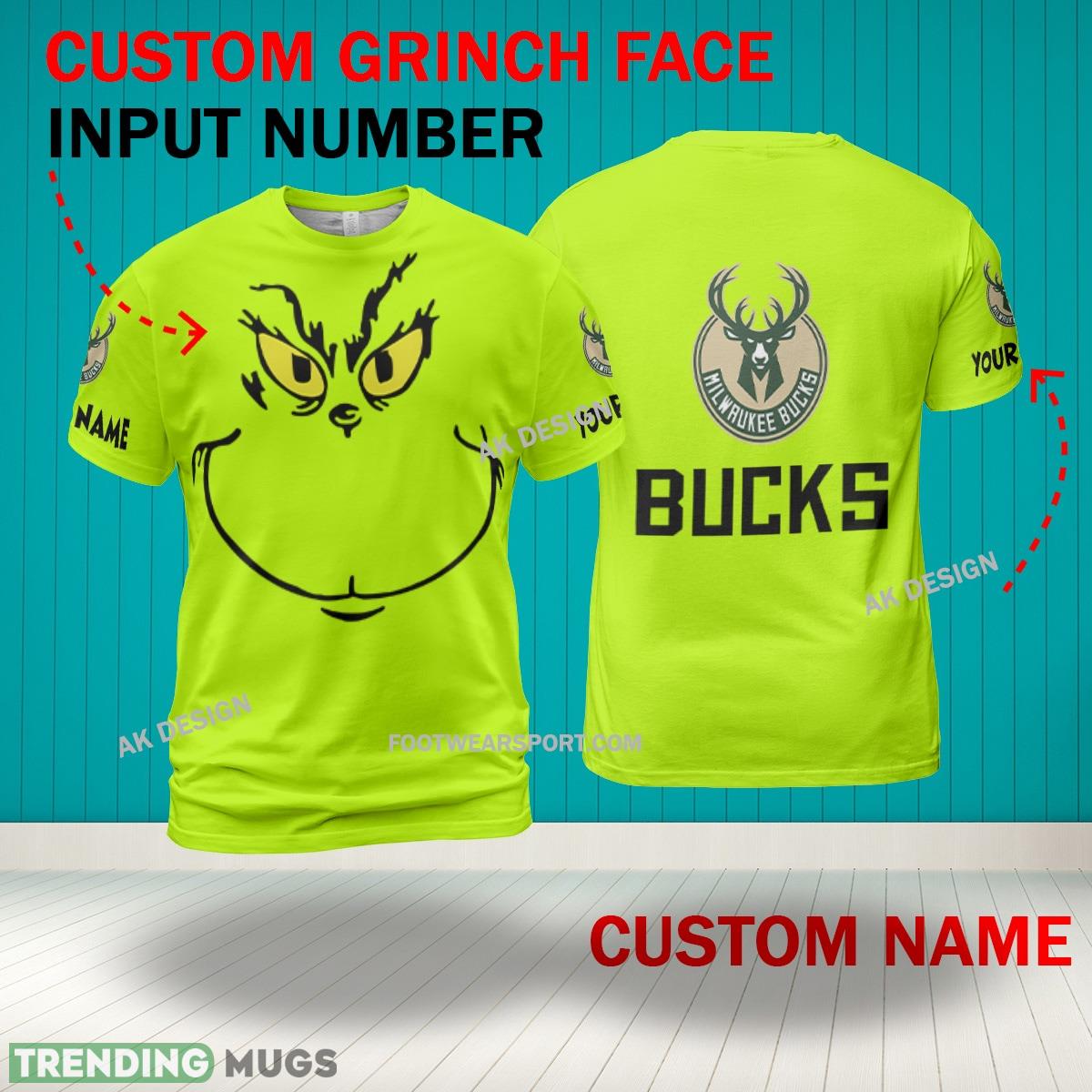 Grinch Face Milwaukee Bucks 3D Hoodie, Zip Hoodie, Sweater Green AOP Custom Number And Name 3D Hoodies Grinch Face Milwaukee Bucks 3D Hoodie, Zip Hoodie, Sweater Green AOP Custom Number And Name 3D Hoodies