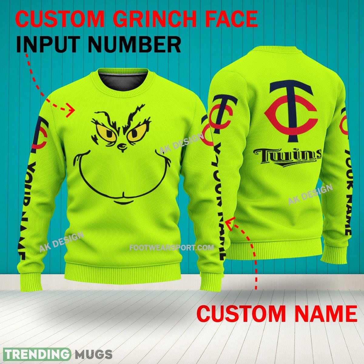 Grinch Face Minnesota Twins 3D Hoodie, Zip Hoodie, Sweater Green AOP Custom Number And Name 3D Hoodies Grinch Face Minnesota Twins 3D Hoodie, Zip Hoodie, Sweater Green AOP Custom Number And Name 3D Hoodies