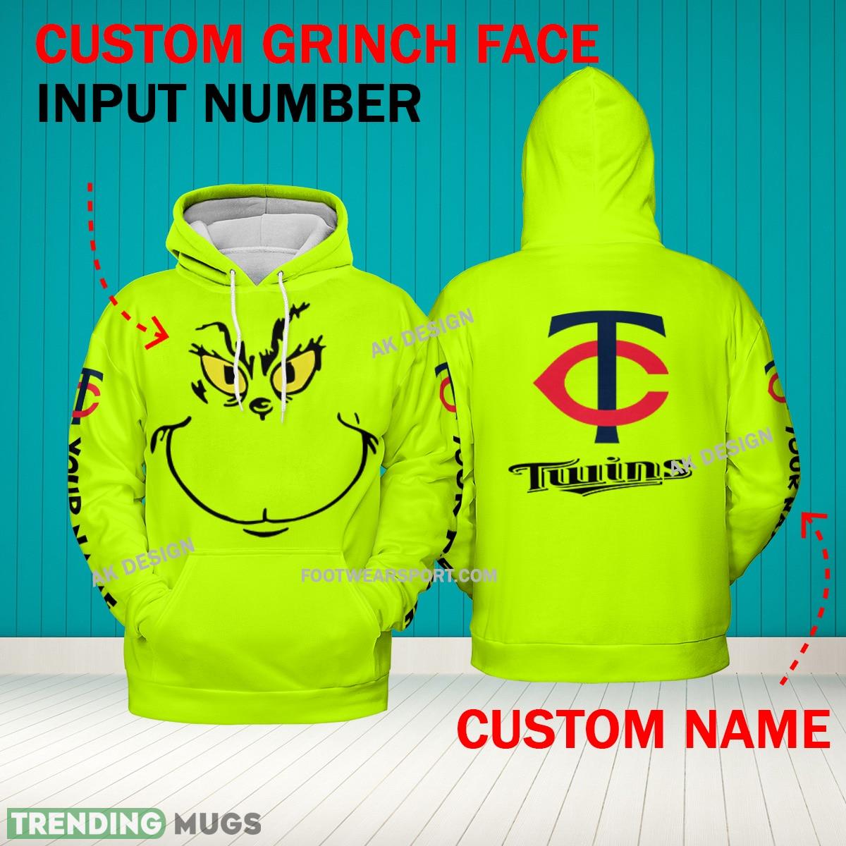 Grinch Face Minnesota Twins 3D Hoodie, Zip Hoodie, Sweater Green AOP Custom Number And Name - Grinch Face MLB Minnesota Twins 3D Hoodie Grinch Face Minnesota Twins 3D Hoodie, Zip Hoodie, Sweater Green AOP Custom Number And Name - Grinch Face MLB Minnesota Twins 3D Hoodie