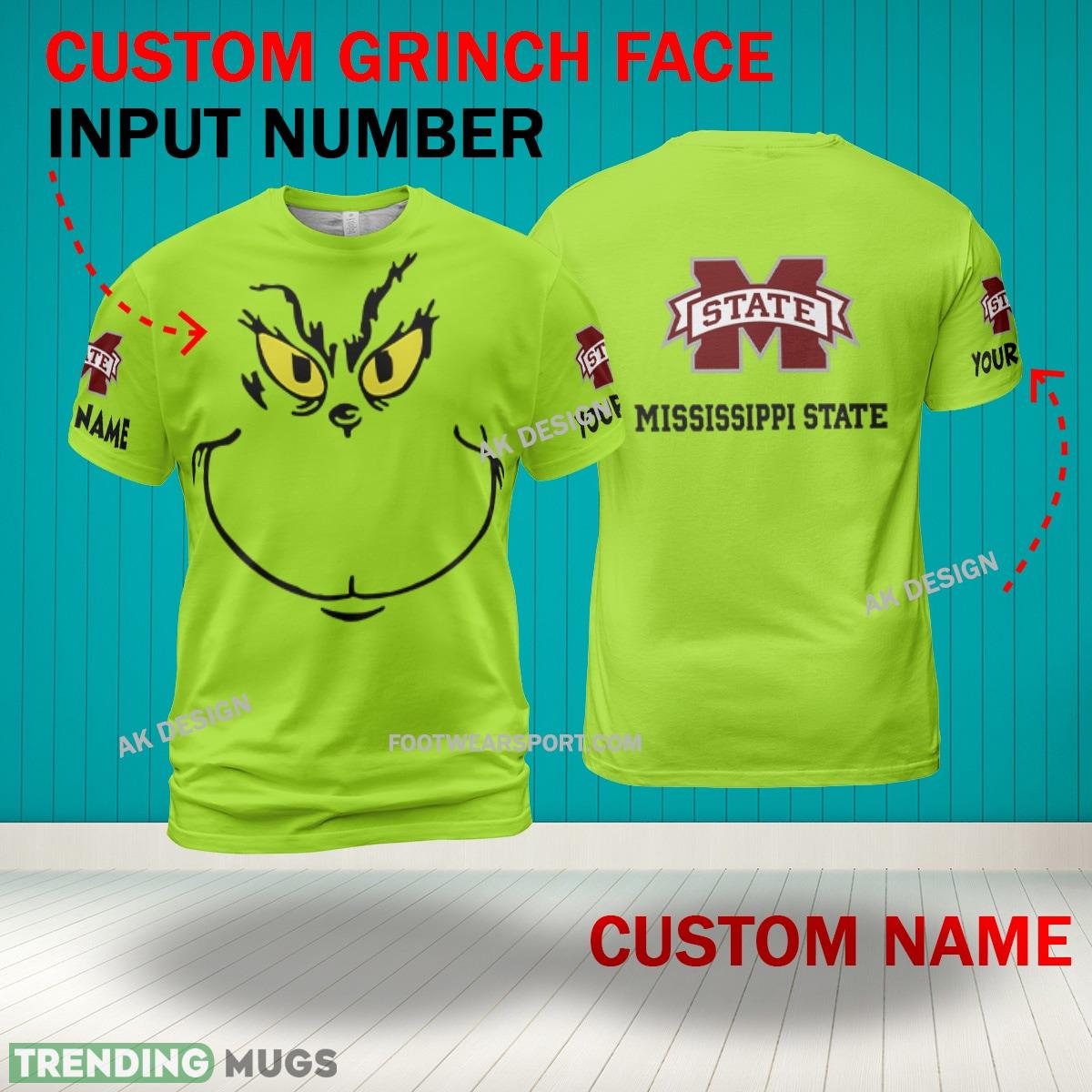 Grinch Face Mississippi State Bulldogs 3D Hoodie, Zip Hoodie, Sweater Green AOP Custom Number And Name 3D Hoodies Grinch Face Mississippi State Bulldogs 3D Hoodie, Zip Hoodie, Sweater Green AOP Custom Number And Name 3D Hoodies