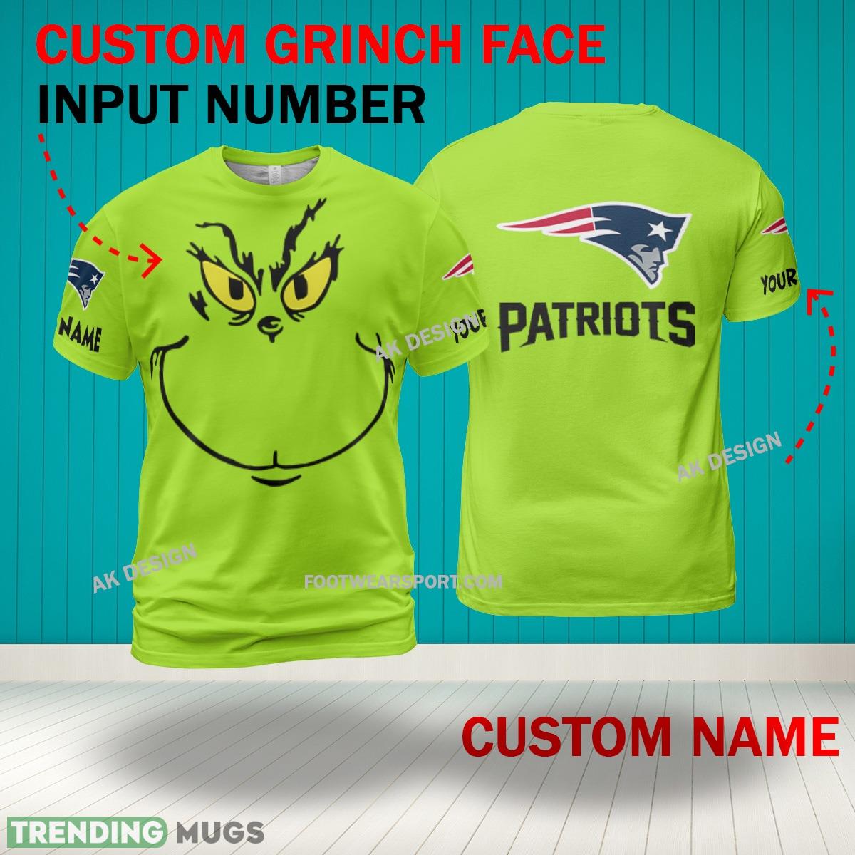 Grinch Face New England Patriots 3D Hoodie, Zip Hoodie, Sweater Green AOP Custom Number And Name 3D Hoodies Grinch Face New England Patriots 3D Hoodie, Zip Hoodie, Sweater Green AOP Custom Number And Name 3D Hoodies