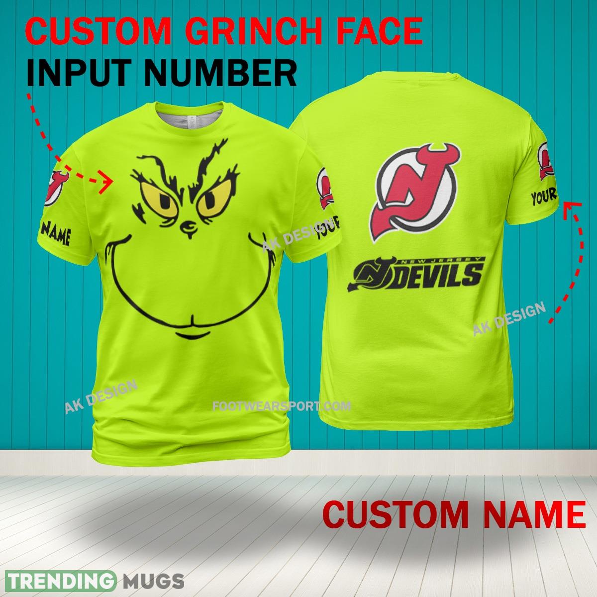 Grinch Face New Jersey Devils 3D Hoodie, Zip Hoodie, Sweater Green AOP Custom Number And Name 3D Hoodies Grinch Face New Jersey Devils 3D Hoodie, Zip Hoodie, Sweater Green AOP Custom Number And Name 3D Hoodies