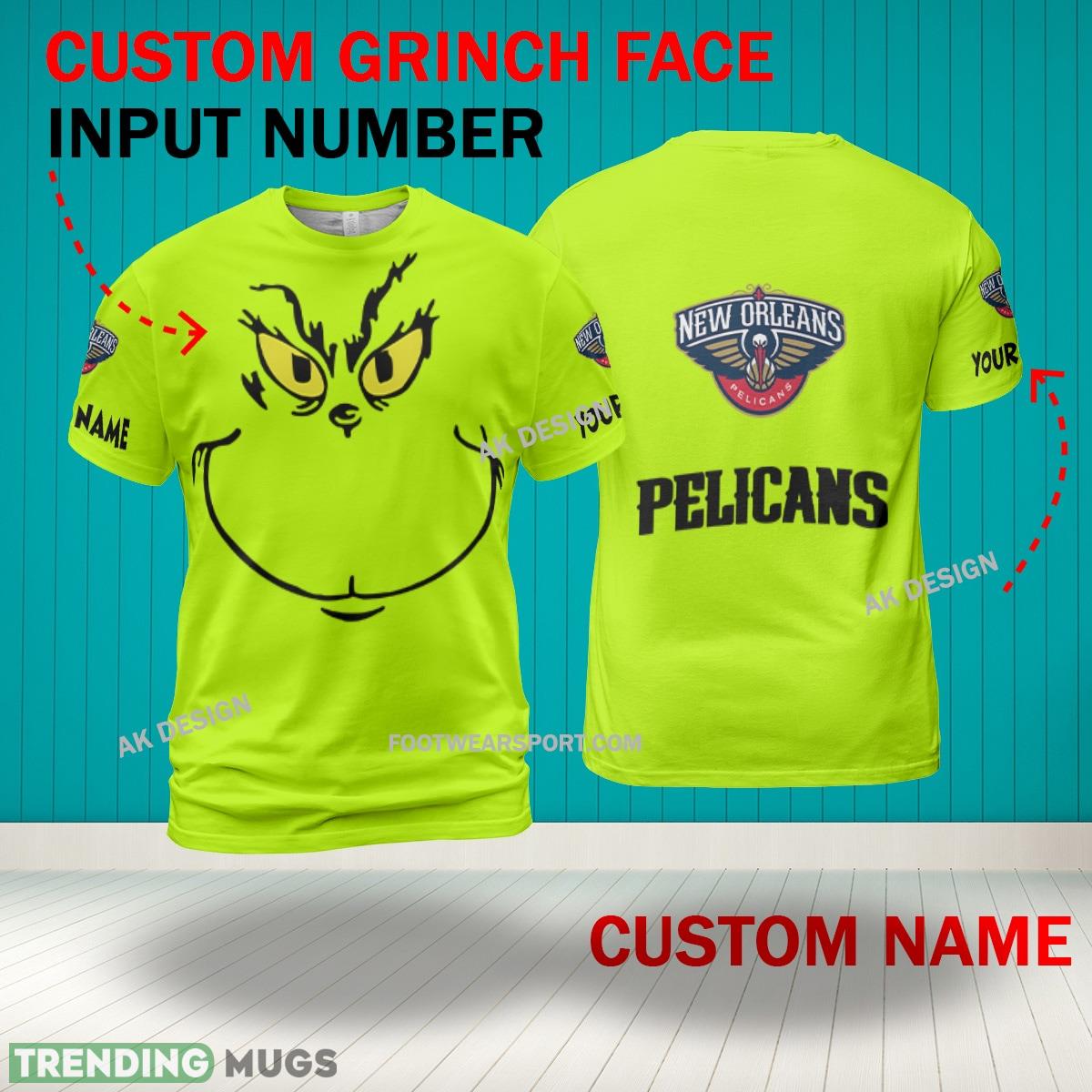 Grinch Face New Orleans Pelicans 3D Hoodie, Zip Hoodie, Sweater Green AOP Custom Number And Name 3D Hoodies Grinch Face New Orleans Pelicans 3D Hoodie, Zip Hoodie, Sweater Green AOP Custom Number And Name 3D Hoodies