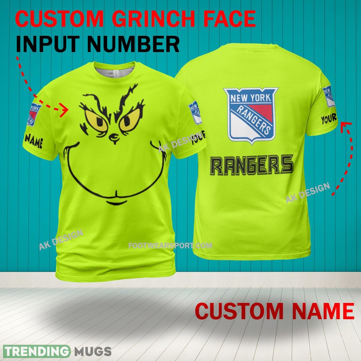 Grinch Face New York Rangers 3D Hoodie, Zip Hoodie, Sweater Green AOP Custom Number And Name 3D Hoodies Grinch Face New York Rangers 3D Hoodie, Zip Hoodie, Sweater Green AOP Custom Number And Name 3D Hoodies