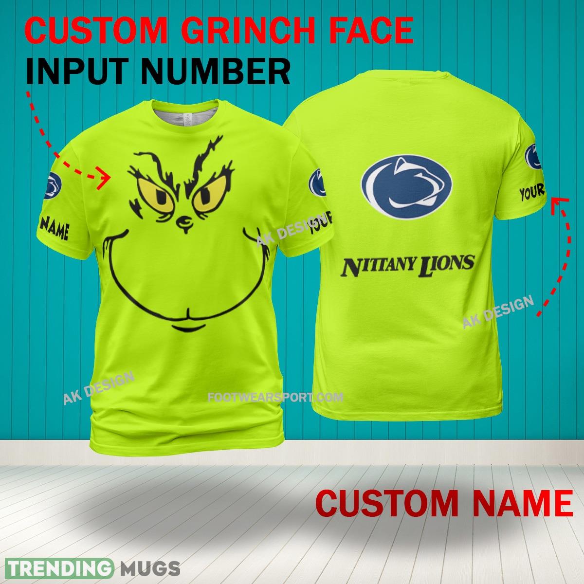 Grinch Face Penn State Nittany Lions 3D Hoodie, Zip Hoodie, Sweater Green AOP Custom Number And Name 3D Hoodies Grinch Face Penn State Nittany Lions 3D Hoodie, Zip Hoodie, Sweater Green AOP Custom Number And Name 3D Hoodies