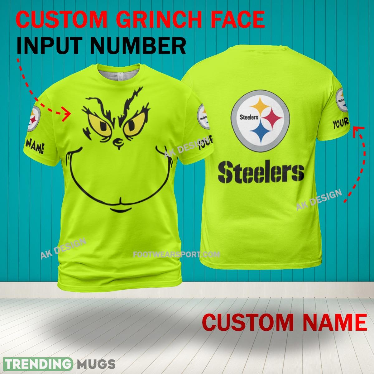 Grinch Face Pittsburgh Steelers 3D Hoodie, Zip Hoodie, Sweater Green AOP Custom Number And Name 3D Hoodies Grinch Face Pittsburgh Steelers 3D Hoodie, Zip Hoodie, Sweater Green AOP Custom Number And Name 3D Hoodies