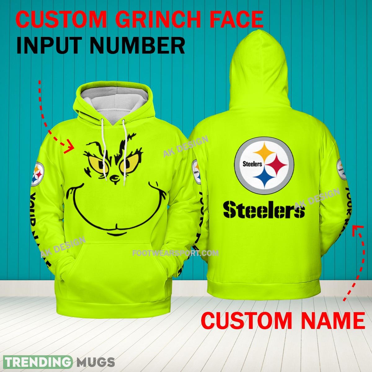 Grinch Face Pittsburgh Steelers 3D Hoodie, Zip Hoodie, Sweater Green AOP Custom Number And Name - Grinch Face NFL Pittsburgh Steelers 3D Hoodie Grinch Face Pittsburgh Steelers 3D Hoodie, Zip Hoodie, Sweater Green AOP Custom Number And Name - Grinch Face NFL Pittsburgh Steelers 3D Hoodie