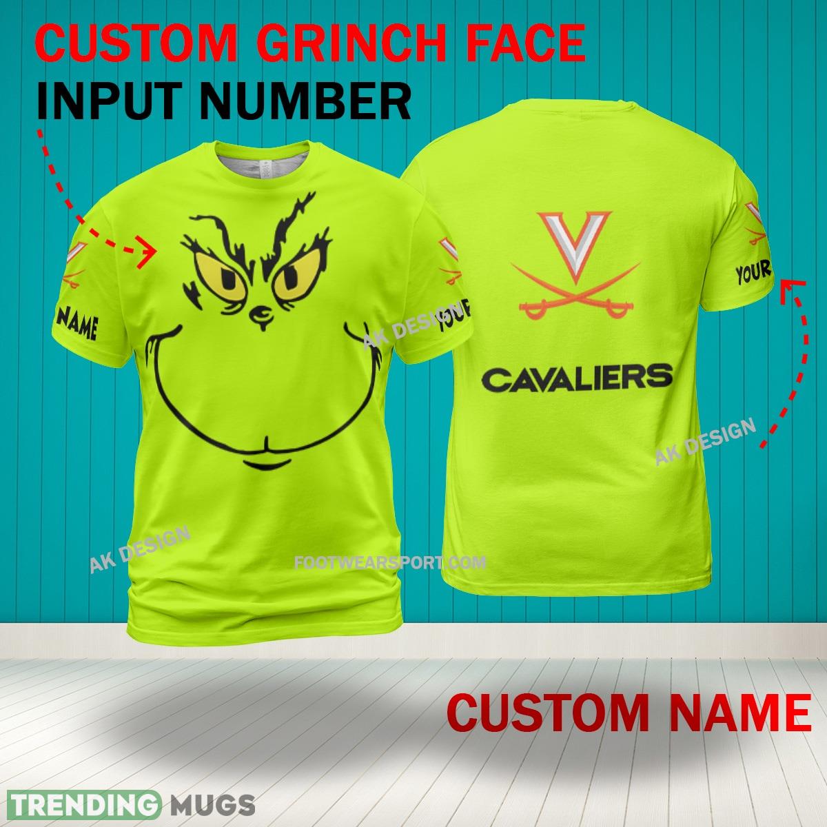 Grinch Face Virginia Cavaliers 3D Hoodie, Zip Hoodie, Sweater Green AOP Custom Number And Name 3D Hoodies Grinch Face Virginia Cavaliers 3D Hoodie, Zip Hoodie, Sweater Green AOP Custom Number And Name 3D Hoodies