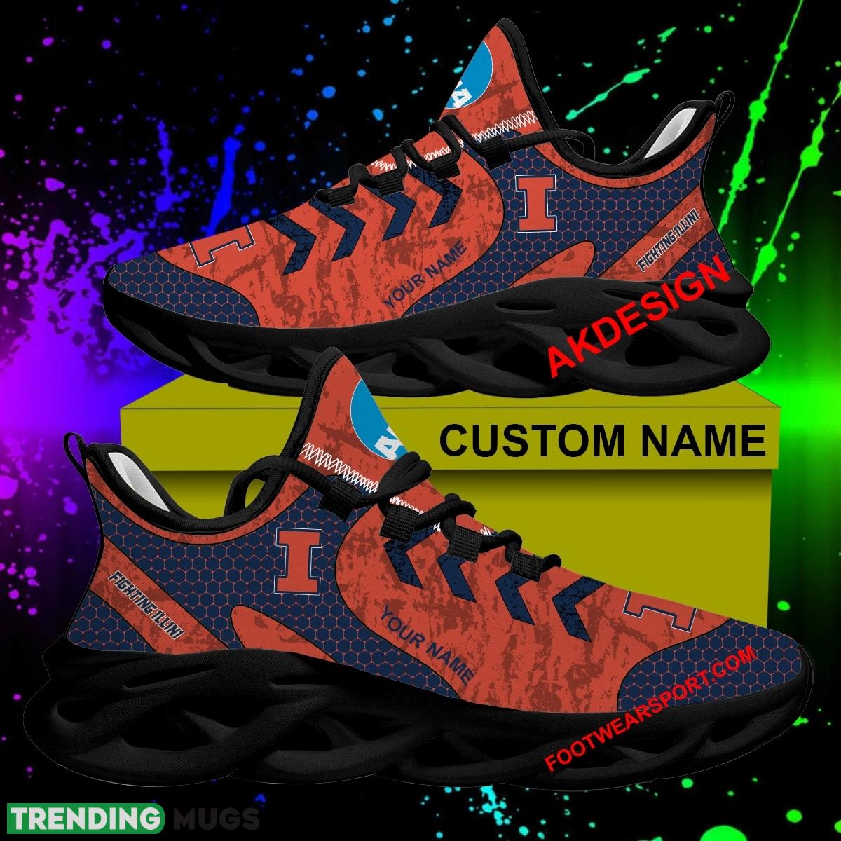 Illinois Fighting Illini Max Soul Shoes Custom Name Hot 2024 Gift Symbol Running Sneakers - NCAA Illinois Fighting Illini Runing Shoes 2024 Custom Name_1 Illinois Fighting Illini Max Soul Shoes Custom Name Hot 2024 Gift Symbol Running Sneakers - NCAA Illinois Fighting Illini Runing Shoes 2024 Custom Name_1