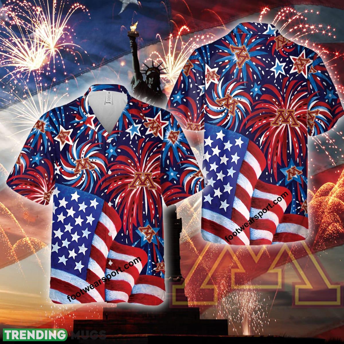 Logo NCAA Minnesota Golden Gophers US Flag Pattern Firework Memory Summer Aloha Hawaiian Shirt Gift Independence Day - 270424-145050 Logo NCAA Minnesota Golden Gophers US Flag Pattern Firework Memory Summer Aloha Hawaiian Shirt Gift Independence Day - 270424-145050