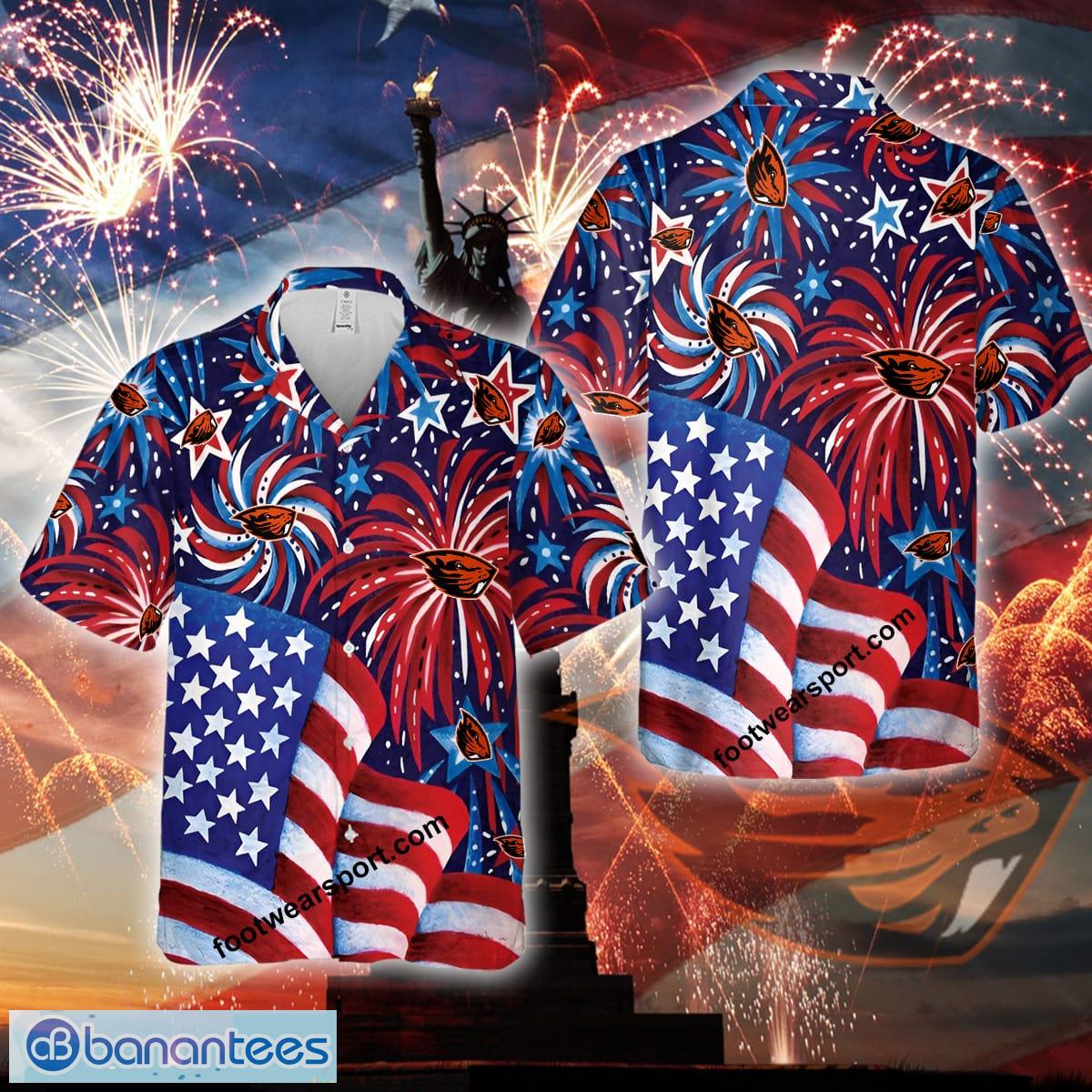 Logo NCAA Oregon State Beavers US Flag Pattern Firework Memory Beach Aloha Hawaiian Shirt Gift Independence Day - 060524-124421 Logo NCAA Oregon State Beavers US Flag Pattern Firework Memory Beach Aloha Hawaiian Shirt Gift Independence Day - 060524-124421