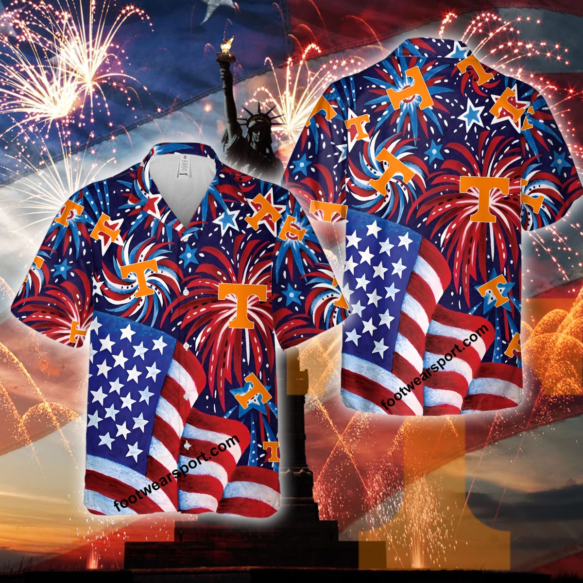 Logo NCAA Tennessee Volunteers US Flag Pattern Firework Memory Men Women Hawaiian Shirt AOP Gift Independence Day - 060524-130055 Logo NCAA Tennessee Volunteers US Flag Pattern Firework Memory Men Women Hawaiian Shirt AOP Gift Independence Day - 060524-130055