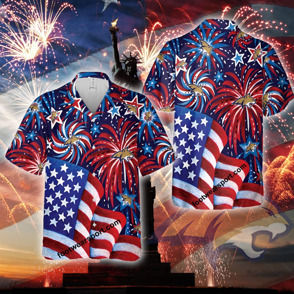 New NCAA2 Montana State Bobcats US Flag Pattern Firework Memory Men Women AOP Hawaiian Shirt For Independence Day - 080524-132930 New NCAA2 Montana State Bobcats US Flag Pattern Firework Memory Men Women AOP Hawaiian Shirt For Independence Day - 080524-132930