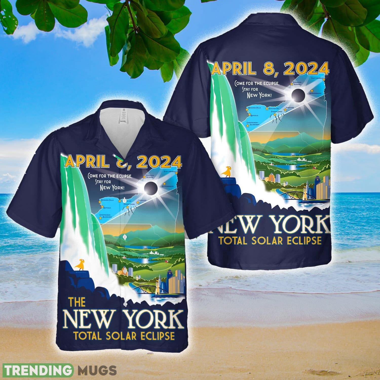 New York State Solar Eclipse 2024 Hawaiian Shirt Summer Holidays - New York State Solar Eclipse 2024 Hawaiian Shirt Summer Holidays