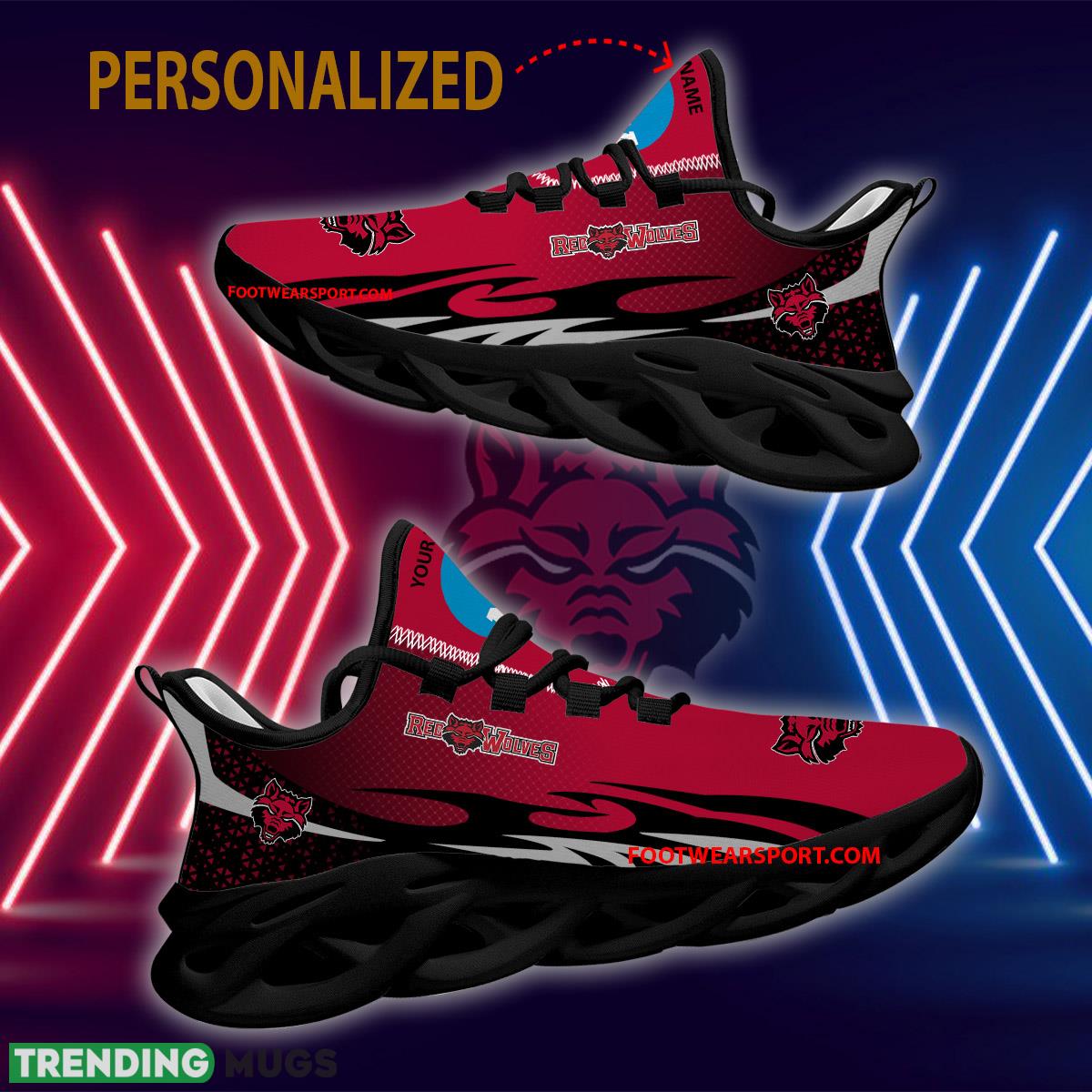Personalized NCAA Arkansas State Red Wolves Max Soul Shoes New Design Recognizable Chunky Sneaker Max Soul Personalized NCAA Arkansas State Red Wolves Max Soul Shoes New Design Recognizable Chunky Sneaker Max Soul