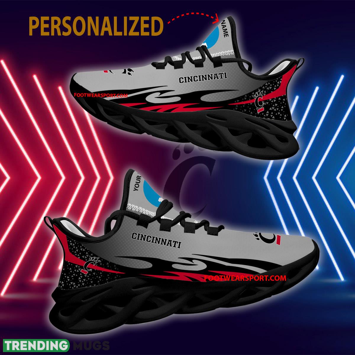 Personalized NCAA Cincinnati Bearcats Max Soul Shoes New Design Propel Running Sneaker Max Soul Personalized NCAA Cincinnati Bearcats Max Soul Shoes New Design Propel Running Sneaker Max Soul