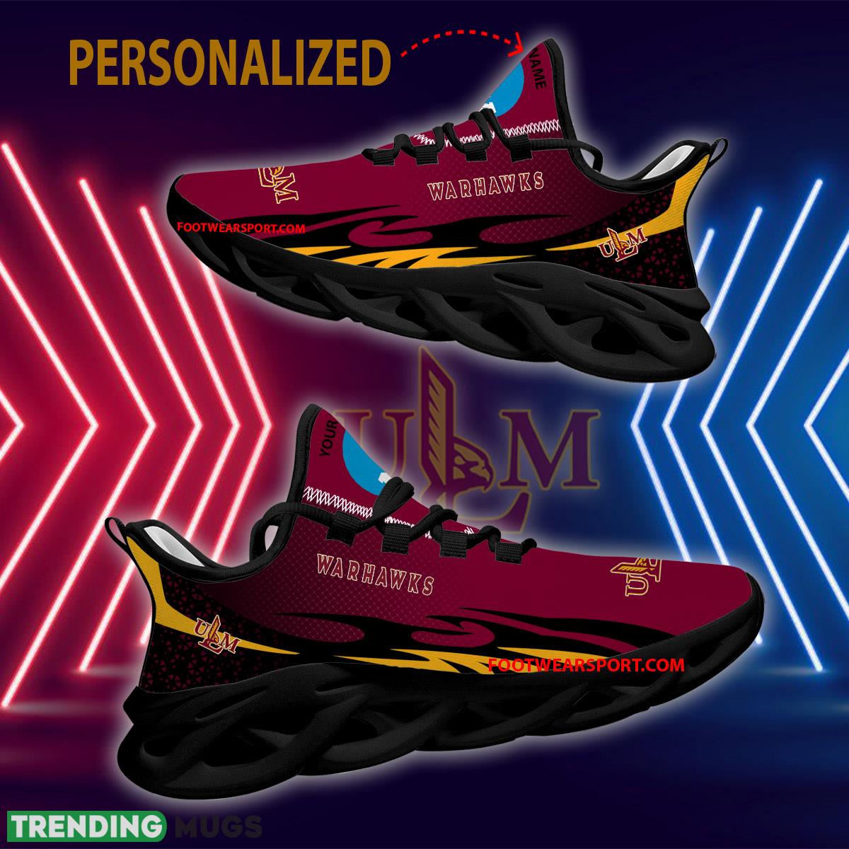 Personalized NCAA Louisiana Monroe Warhawks Max Soul Shoes New Design Stride Running Sneaker Max Soul Personalized NCAA Louisiana Monroe Warhawks Max Soul Shoes New Design Stride Running Sneaker Max Soul