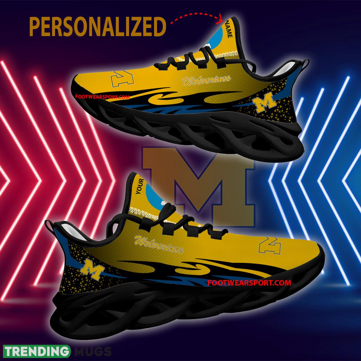 Personalized NCAA Michigan Wolverines Max Soul Shoes New Design Distinctive Running Sneaker Max Soul Personalized NCAA Michigan Wolverines Max Soul Shoes New Design Distinctive Running Sneaker Max Soul