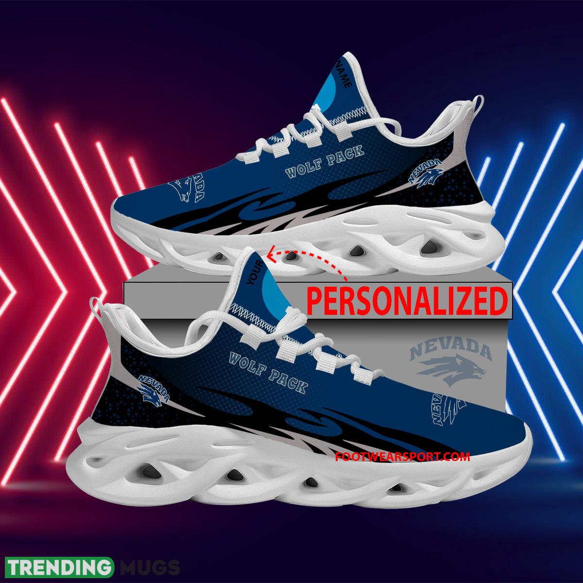 Personalized NCAA Nevada Wolf Pack Max Soul Shoes New Design Iconic Chunky Sneaker - NCAA Nevada Wolf Pack Max Soul Shoes Personalized Photo 1