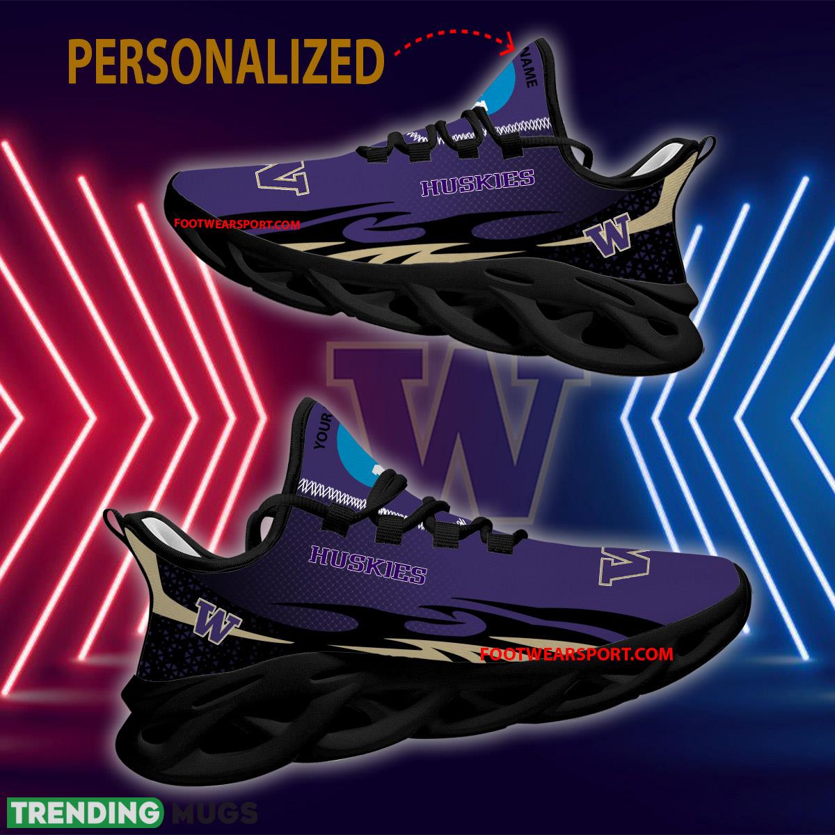 Personalized NCAA Washington Huskies Max Soul Shoes New Design Embrace Chunky Sneaker Max Soul Personalized NCAA Washington Huskies Max Soul Shoes New Design Embrace Chunky Sneaker Max Soul