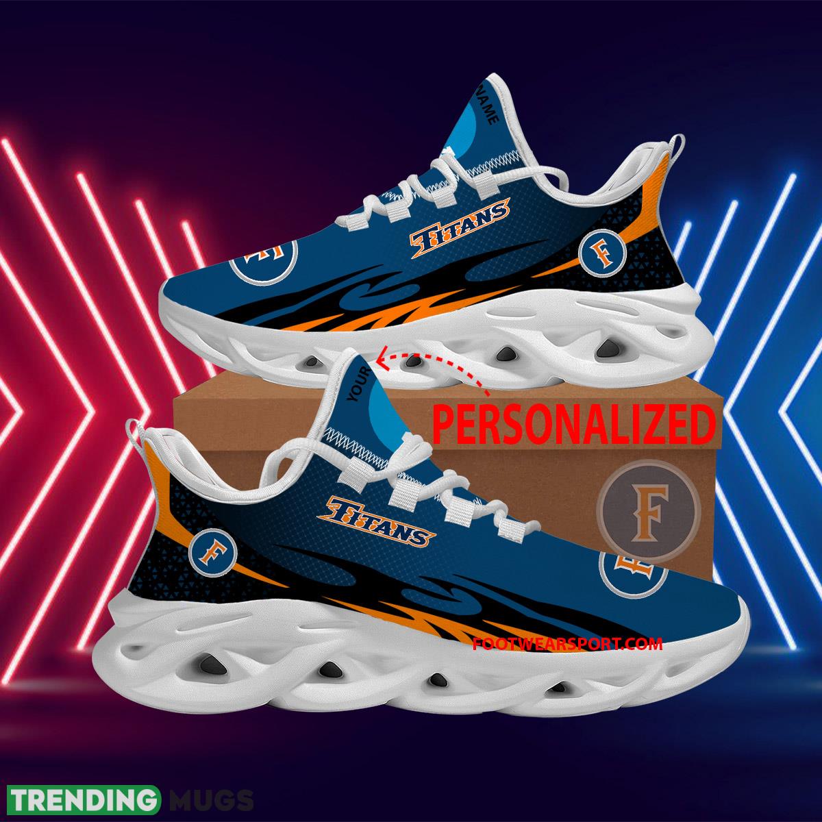 Personalized NCAA2 Cal State Fullerton Titans Max Soul Shoes New Design Vibe Sport Sneaker - NCAA2 Cal State Fullerton Titans Max Soul Shoes Personalized Photo 1