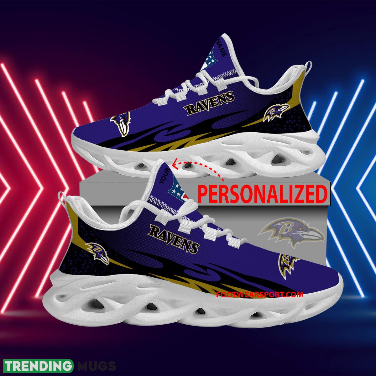 Personalized NFL Baltimore Ravens Max Soul Shoes New Design Modern Running Sneaker - NFL Baltimore Ravens Max Soul Shoes Personalized Photo 1