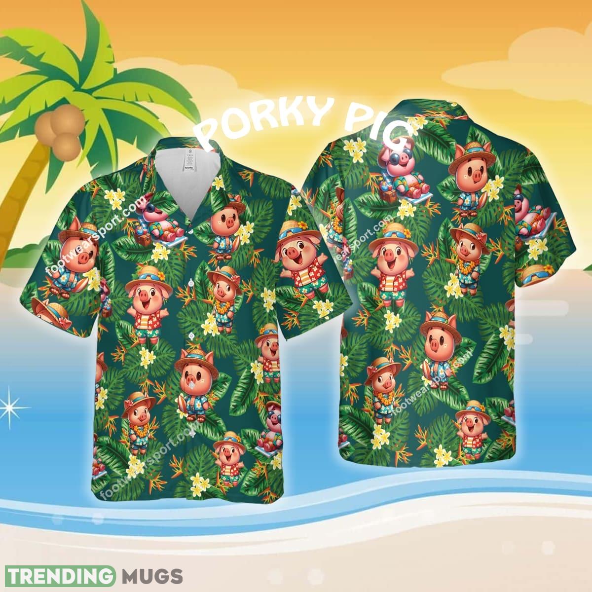 Porky Pig Go To Beach Aloha Hawaiian Shirt Short Sleeve For Summer Product Photo 1 Porky Pig Go To Beach Aloha Hawaiian Shirt Short Sleeve For Summer Product Photo 1