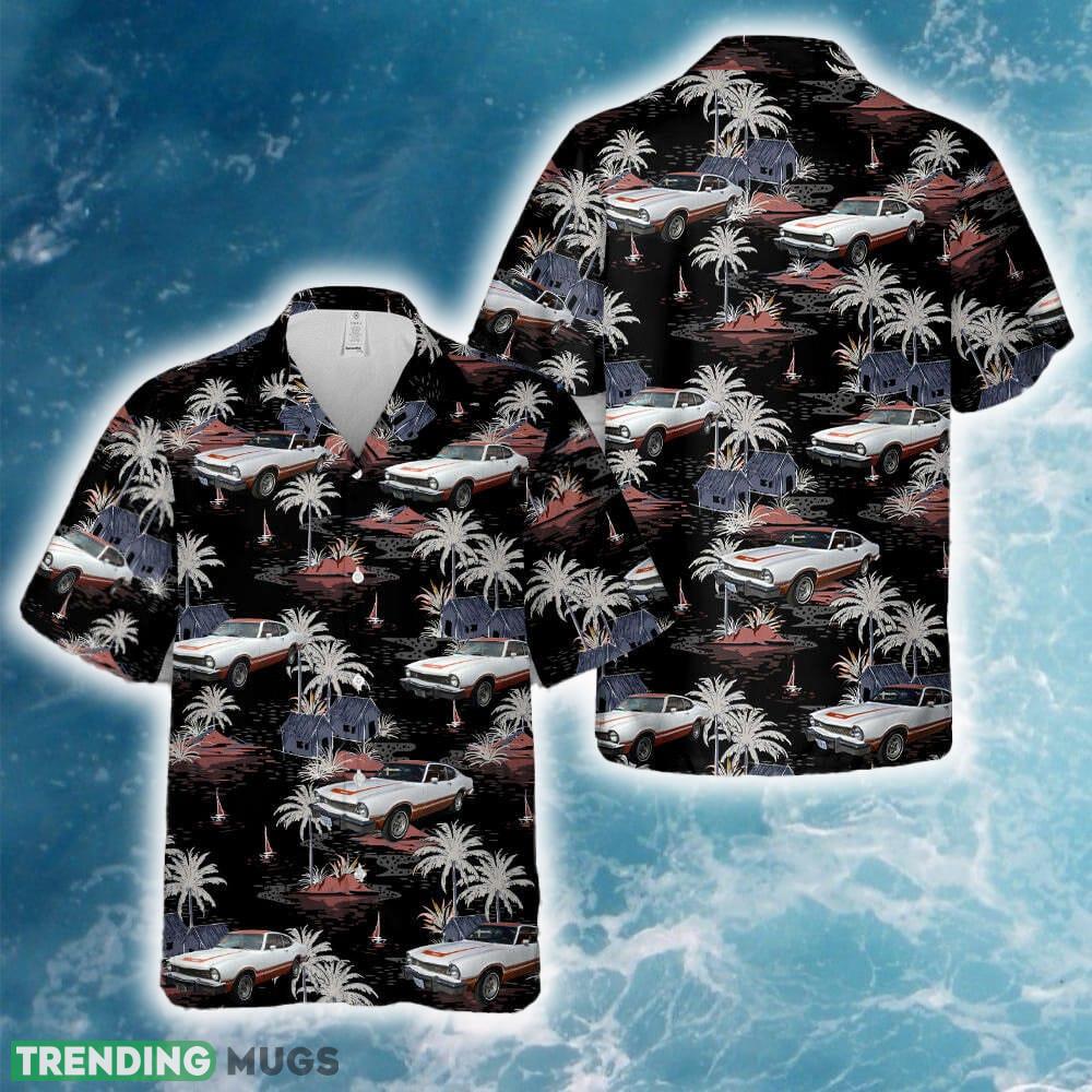 1974 Ford Maverick Grabber White & Orange Hawaiian Shirt - 1974 Ford Maverick Grabber White & Orange Hawaiian Shirt