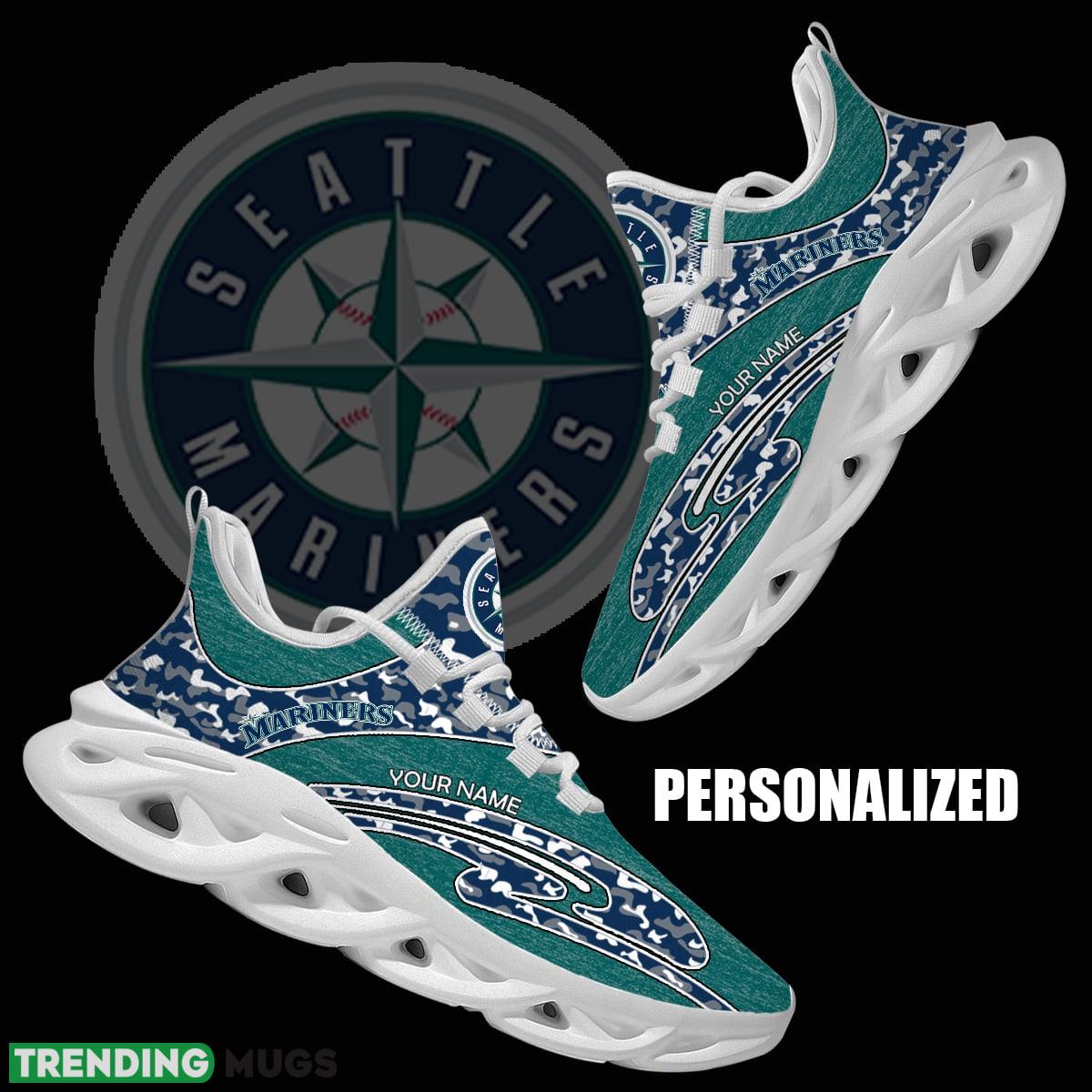 Personalized Camo Design MLB Seattle Mariners Max Soul Shoes Artistry Chunky Sneaker - MLB Seattle Mariners Chunky Sneakers Camo Personalized Style 1