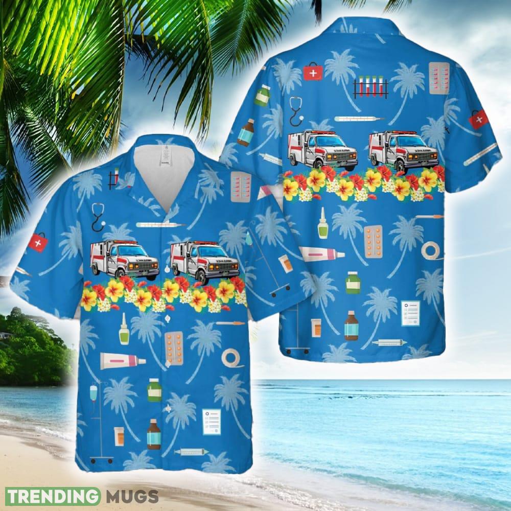 EMS Ambulance Hawaiian Shirt Gift For Holidays Beach - EMS Ambulance Hawaiian Shirt Gift For Holidays Beach