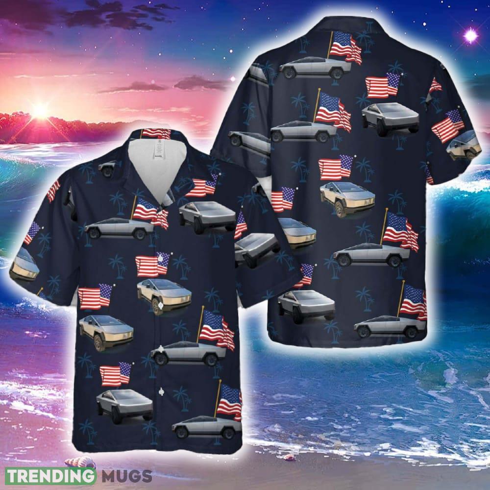 Tesla Cybertruck Flying The American Flag 4th Of July Pocket Hawaiian Shirt Tropical Summer - Tesla Cybertruck Flying The American Flag 4th Of July Pocket Hawaiian Shirt Tropical Summer